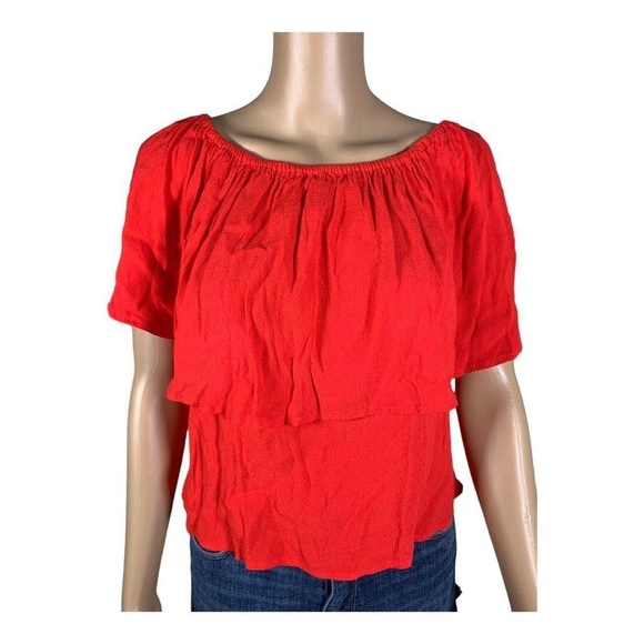Holding Horses Maya Off Shoulder Blouse Medium Red Anthropologie Boho Chic - Picture 2 of 8